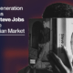 A man reading a book about Steve Jobs