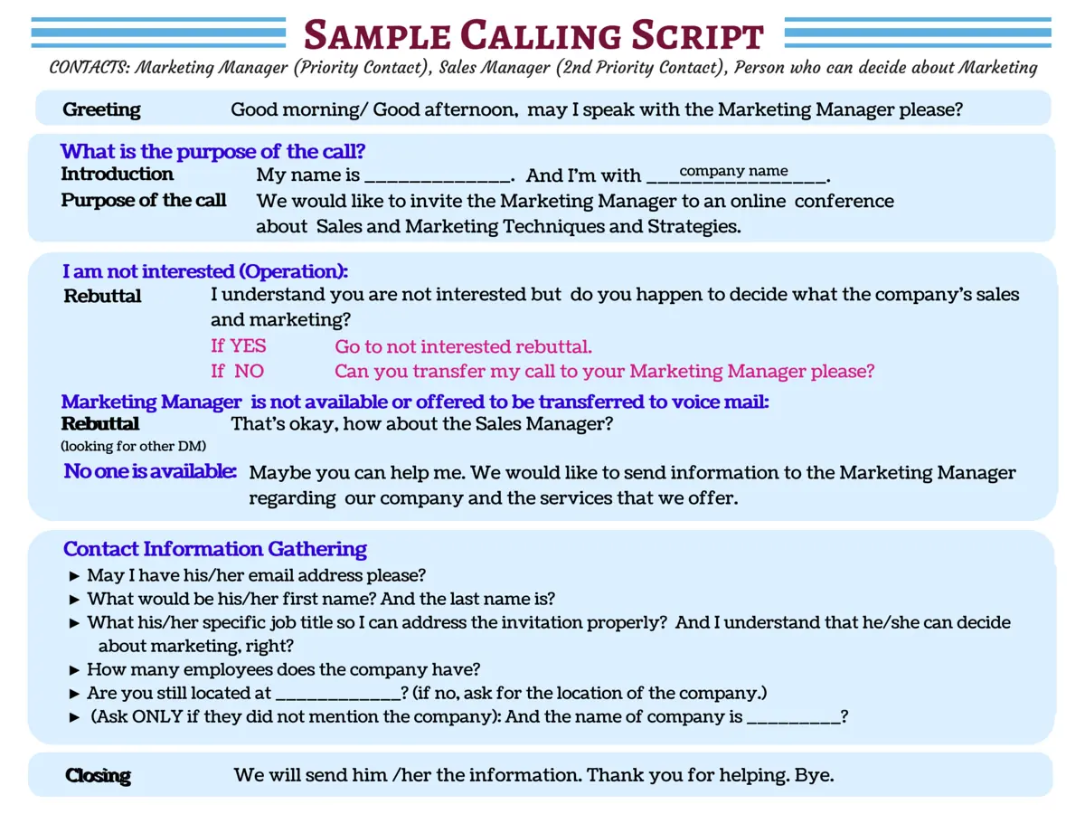 Sample Cold Calling Script